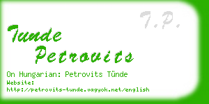 tunde petrovits business card